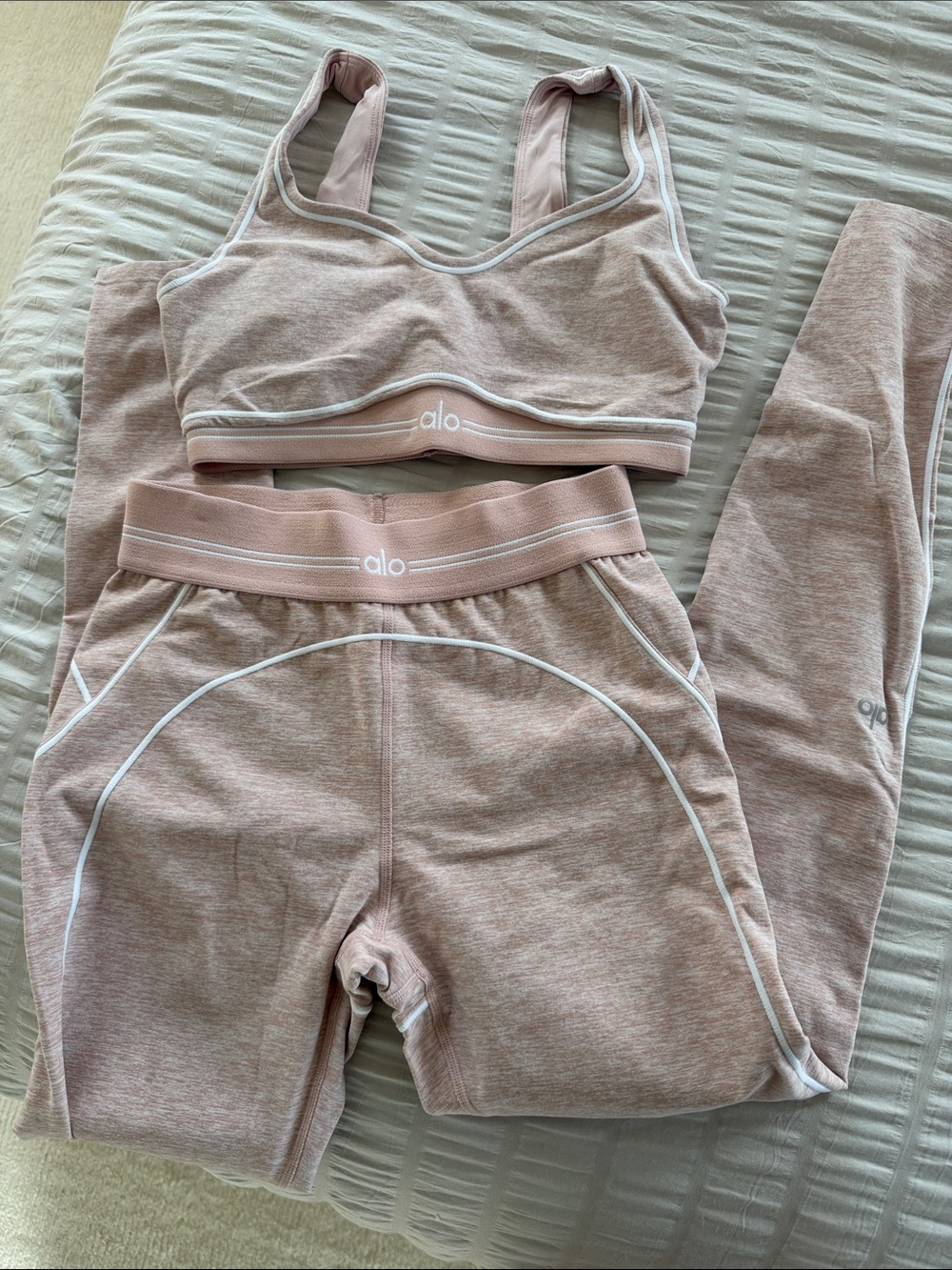 ALO Yoga Kids Dusty Pink Leggings & Sports Bra Set